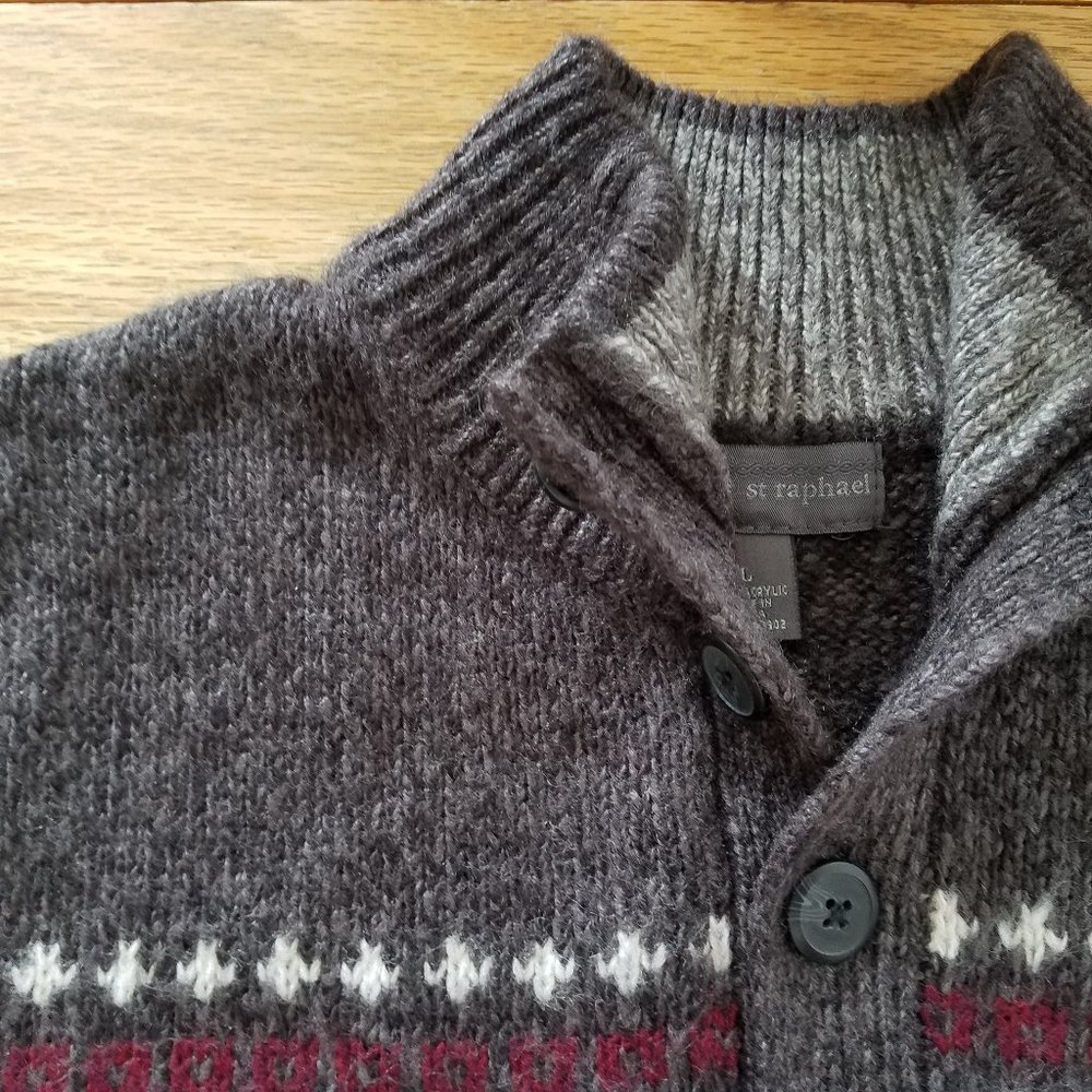 Tricots St Raphael Men's 1/4 Button Sweater Gray L EUC